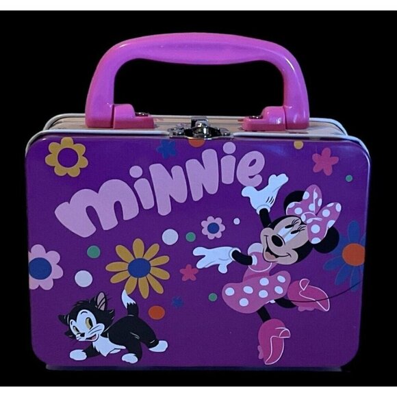 Disney Minnie Mouse Tin Metal Snacks Keepsake Box Tote 5.5"x4x2.75" Pink… - Picture 3 of 7